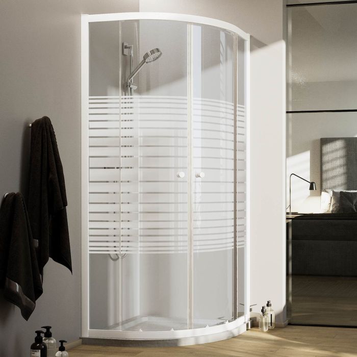 Box Doccia Bianco Semicircolare H185 con Vetro Serigrafato mod. Blanc main product photo