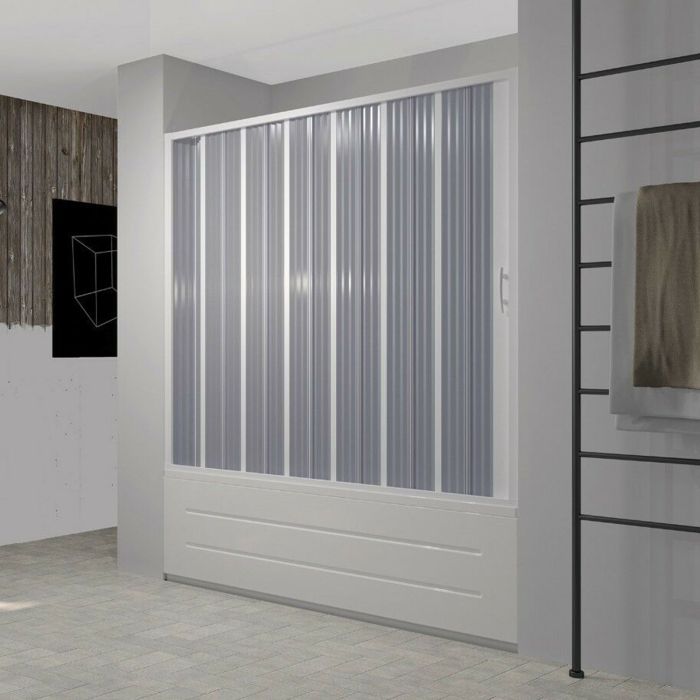 Porta Doccia Sopravasca 170 cm in PVC a soffietto con Apertura Laterale H 150 cm colore Bianco mod. Flex main product photo