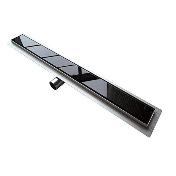 Canalina di scarico doccia in acciaio inox con cover vetro nero mod. Glass main product photo