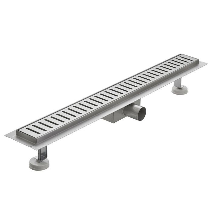 Canalina di scarico doccia in acciaio inox con griglia a righe mod. Stripe main product photo