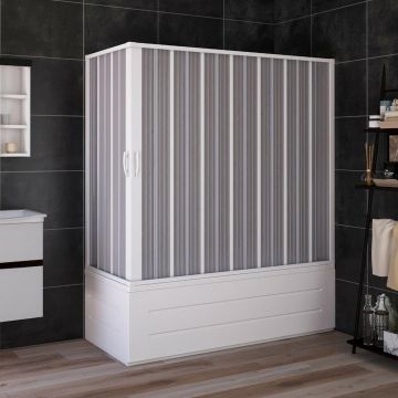 Box Doccia Sopravasca 70x170 cm in PVC a soffietto con Apertura Centrale H 150 cm colore Bianco mod. Flex