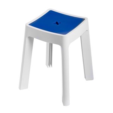 Sgabello Contenitore bianco e blu in resina termoplastica mod. Keope